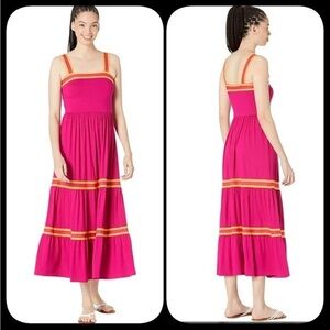 TED BAKER Medium Pink and Orange Striped Maxi Dress